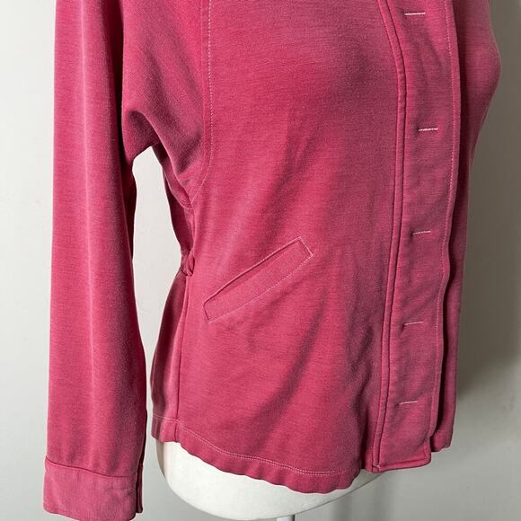 Cabi Women's Soho Hoodie Jacket Size XS Pink Snap Button Elastic Waist High Low - Picture 6 of 11